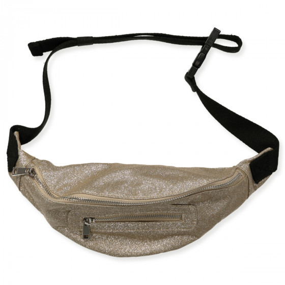 white and gold bum bag