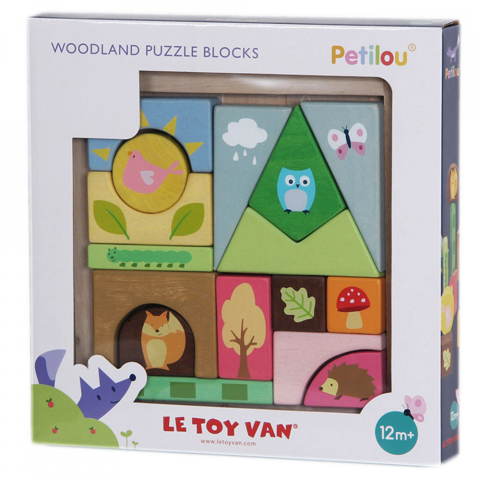 Le Toy Van WOODLAND PUZZLE BLOCKS Wooden Activity Sorting Bricks Baby BN 