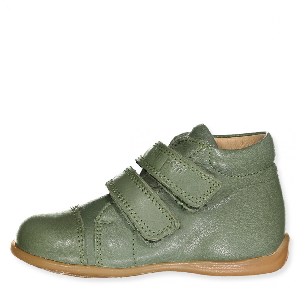 olive green and red shoes
