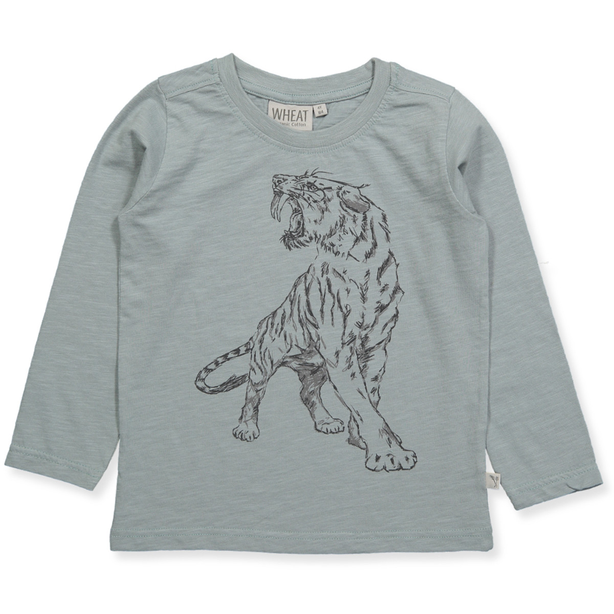 Wheat Organic Tiger Roar Ls T Shirt Lead Blue