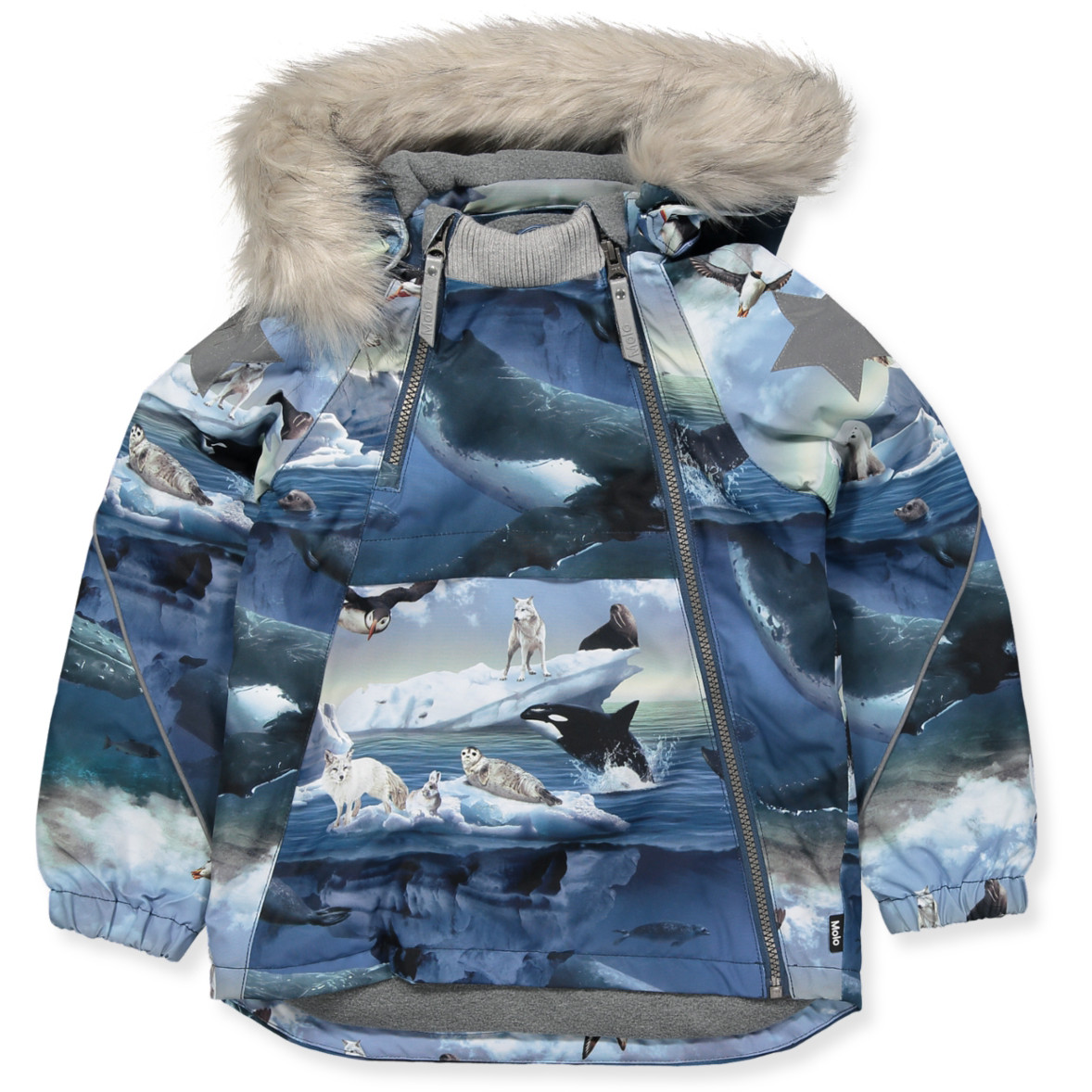 last religion hvor som helst Molo - Hopla winter jacket with fur - Arctic Landscape